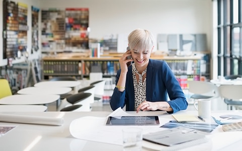 Businesswoman on the phone at desk